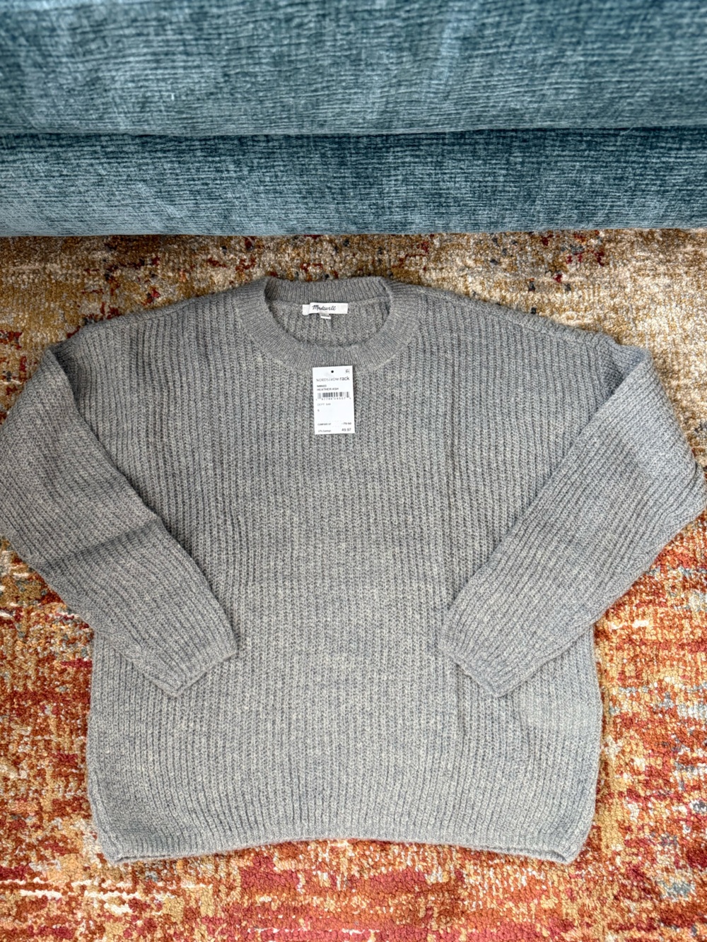 Madewell Light Gray Ribbed Crewneck Sweater